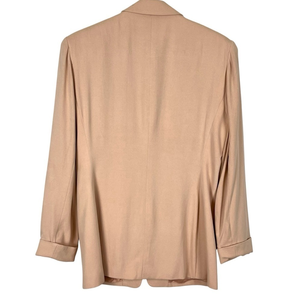 Rena Rowan 100% Silk Longline Career Blazer Jacket Flesh Colored Size 6 Vintage - Picture 3 of 13